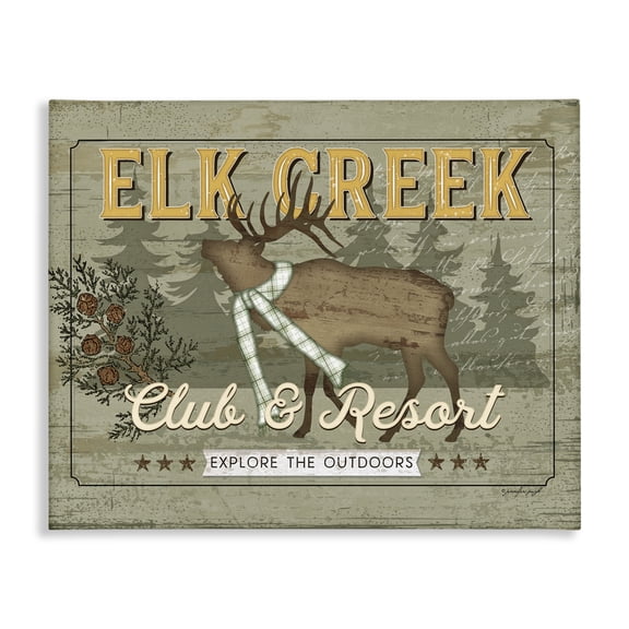 Stupell Industries Elk Creek Club Resort Animals Painting Wrapped Canvas Canvas Art Print Wall Art, 48 x 36