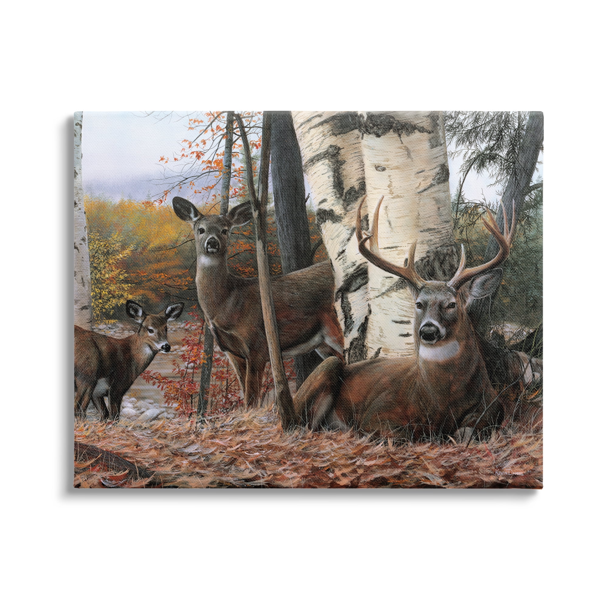 Stupell Industries Elk Family Woodland Foliage Animals & Insects Painting Gallery Wrapped Canvas Print Wall Art, 40 x 30