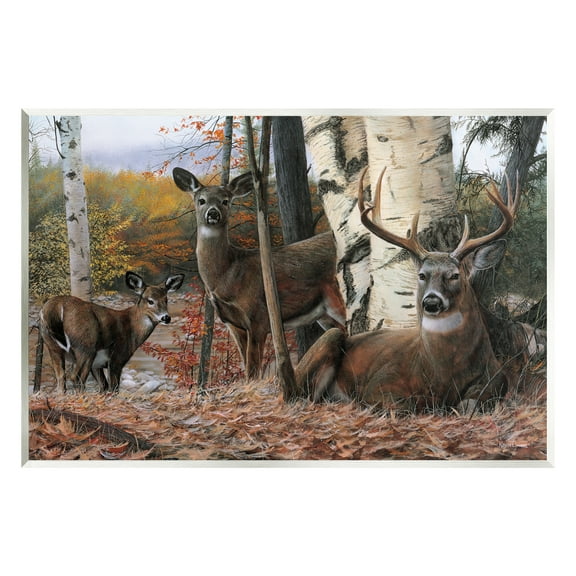 Stupell Industries Elk Family Woodland Foliage Animals & Insects Painting Unframed Art Print Wall Art, 15 x 10