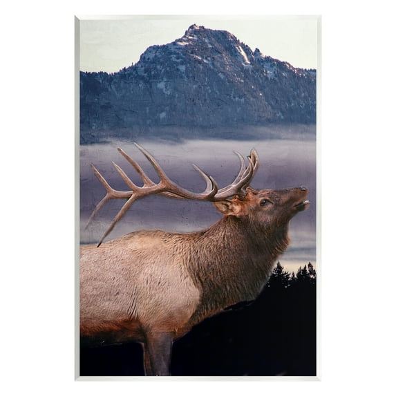 Stupell Industries Elk Mountain Landscape Animals & Insects Painting Unframed Art Print Wall Art, 13 x 19