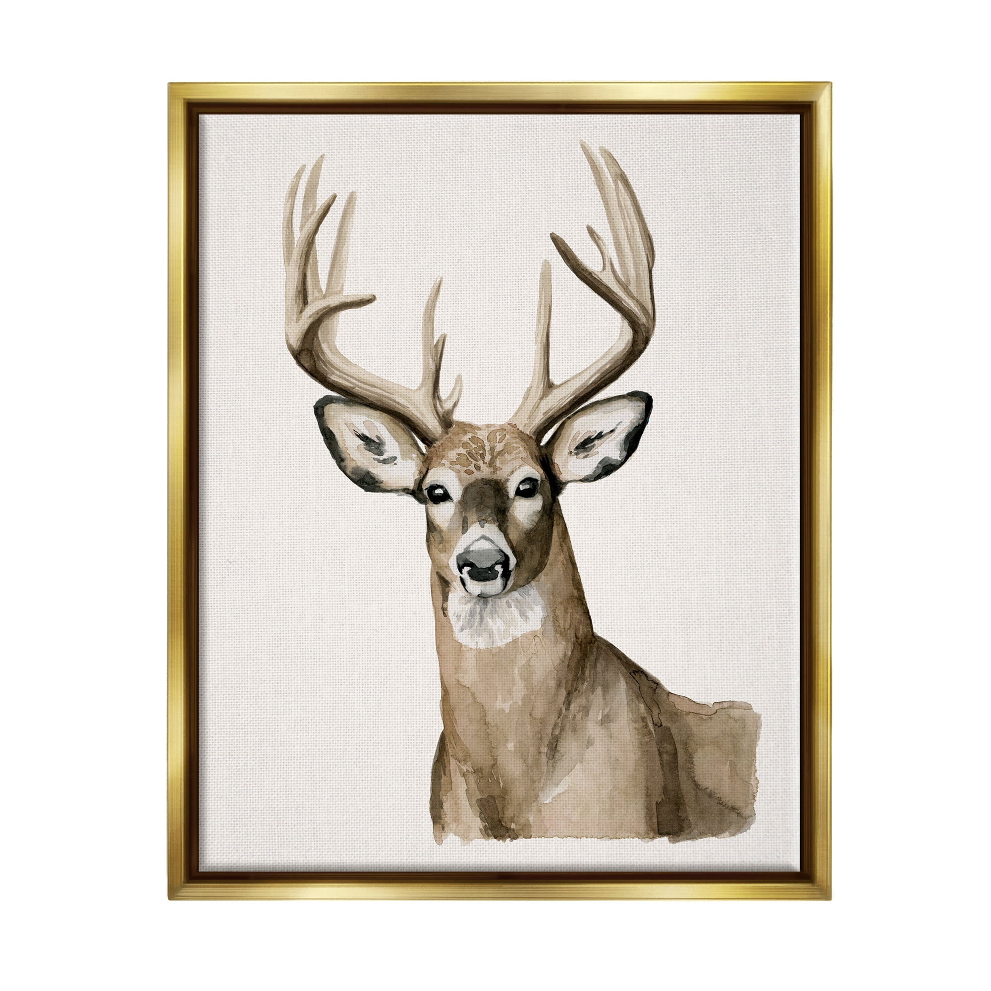 Stupell Industries Elk Portrait Wildlife Animals & Insects Painting Gold Floater Framed Art Print Wall Art, 25 x 31