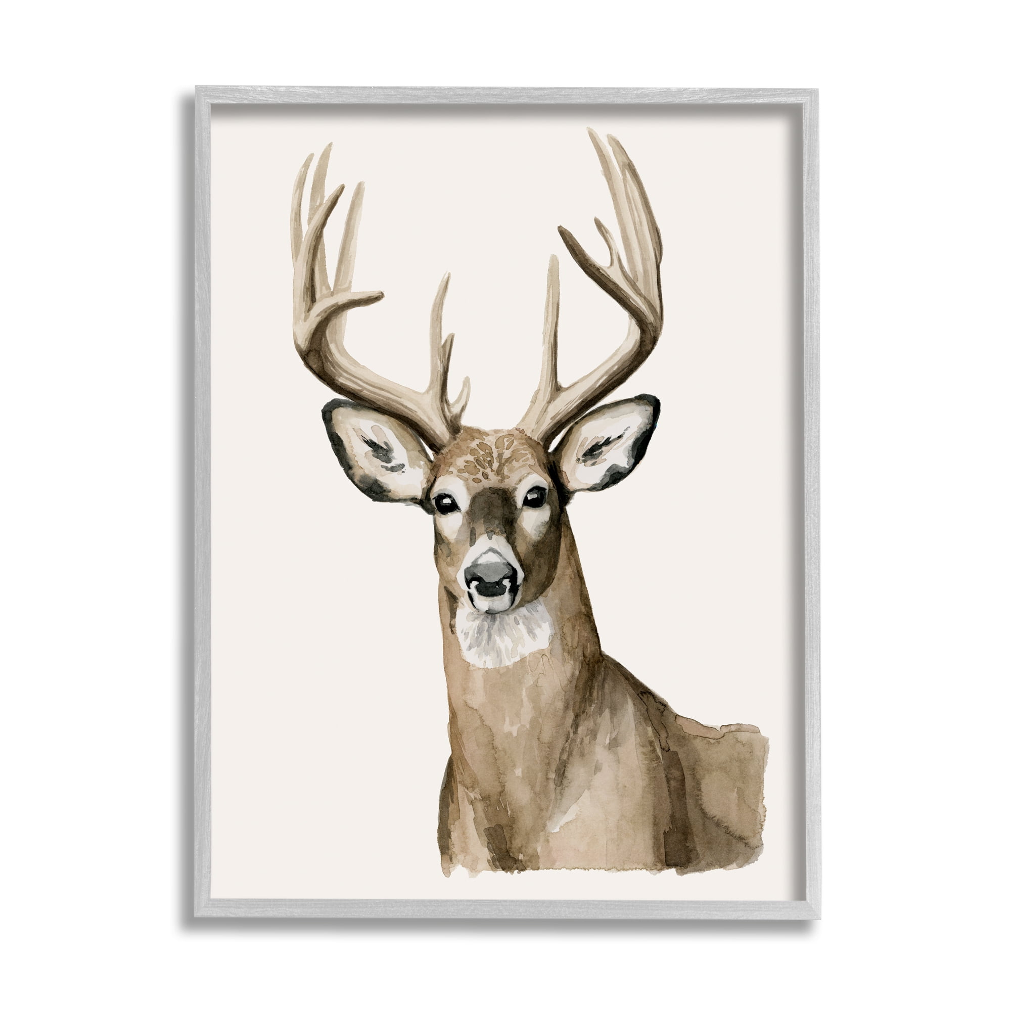 Stupell Industries Elk Portrait Wildlife Animals & Insects Painting Gray Framed Art Print Wall Art, 11 x 14