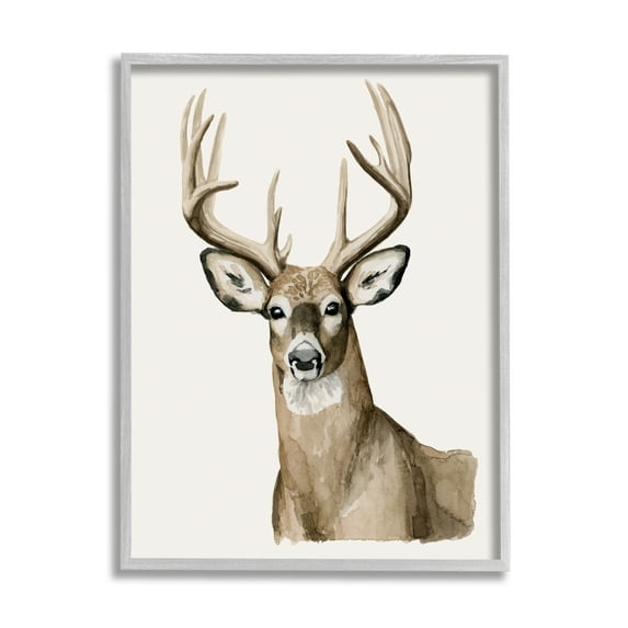 Stupell Industries Elk Portrait Wildlife Animals & Insects Painting Gray Framed Art Print Wall Art, 24 x 30
