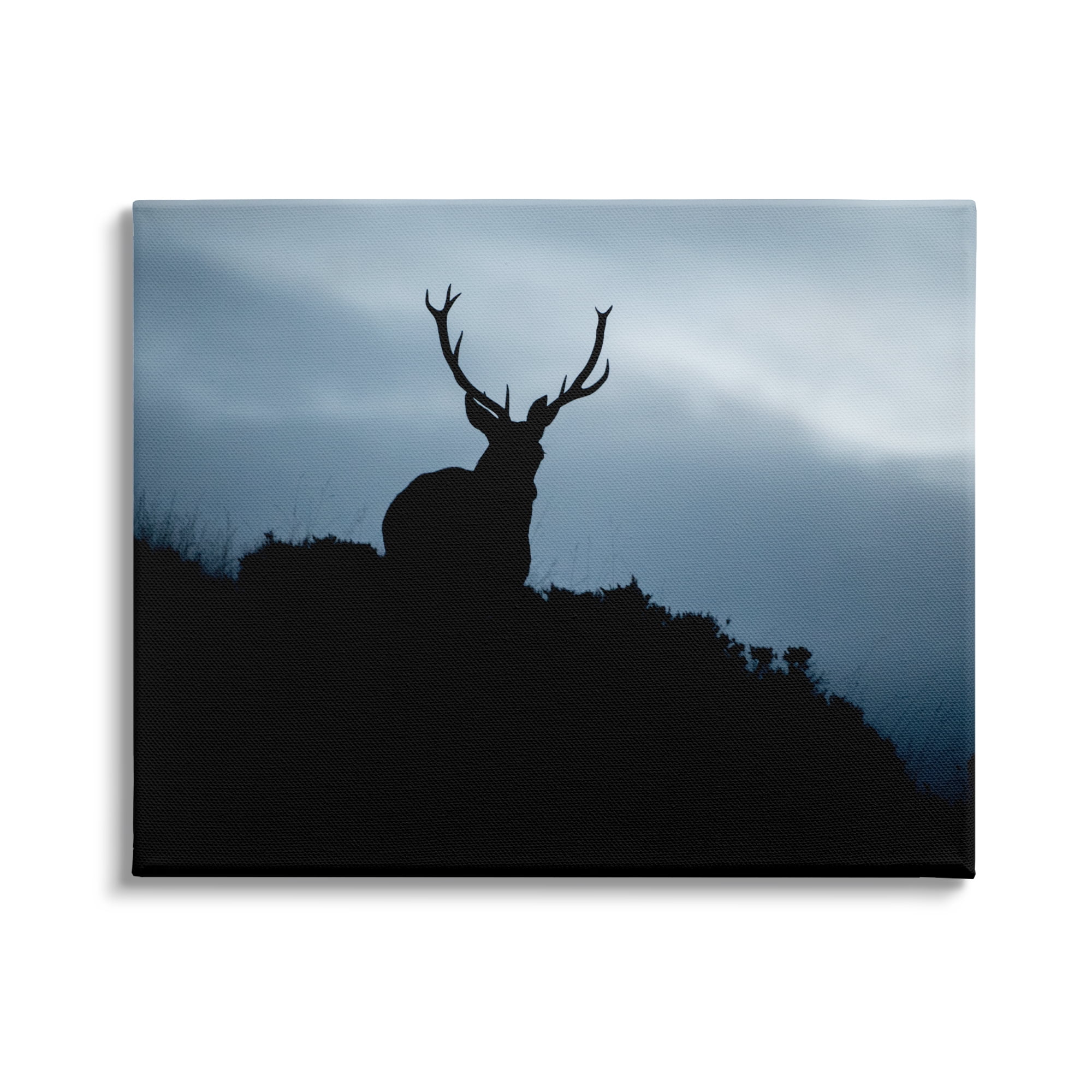 Stupell Industries Elk Silhouette At Dusk Deep Blue Night Sky Photograph Gallery Wrapped Canvas Print Wall Art, Design by James Dobson