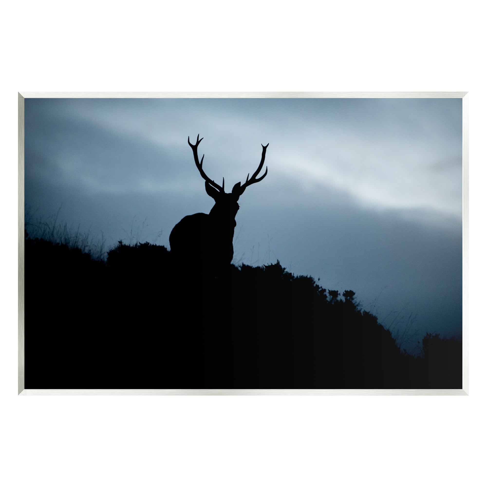 Stupell Industries Elk Silhouette At Dusk Deep Blue Night Sky Photograph Unframed Art Print Wall Art, Design by James Dobson