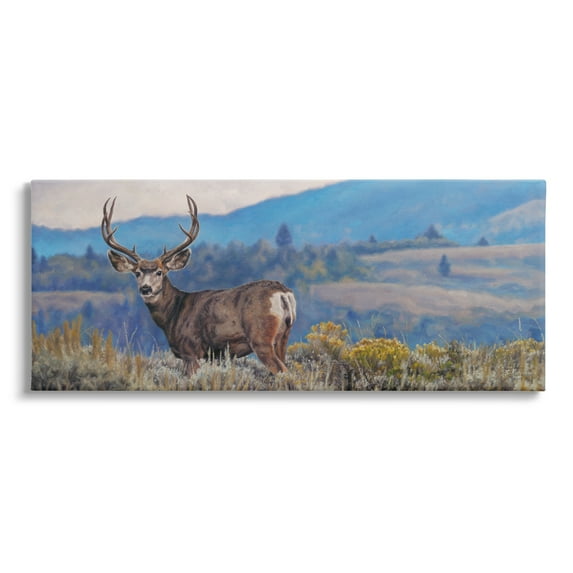 Stupell Industries Elk Wildlife Mountain Landscape Animals & Insects Painting Gallery Wrapped Canvas Print Wall Art