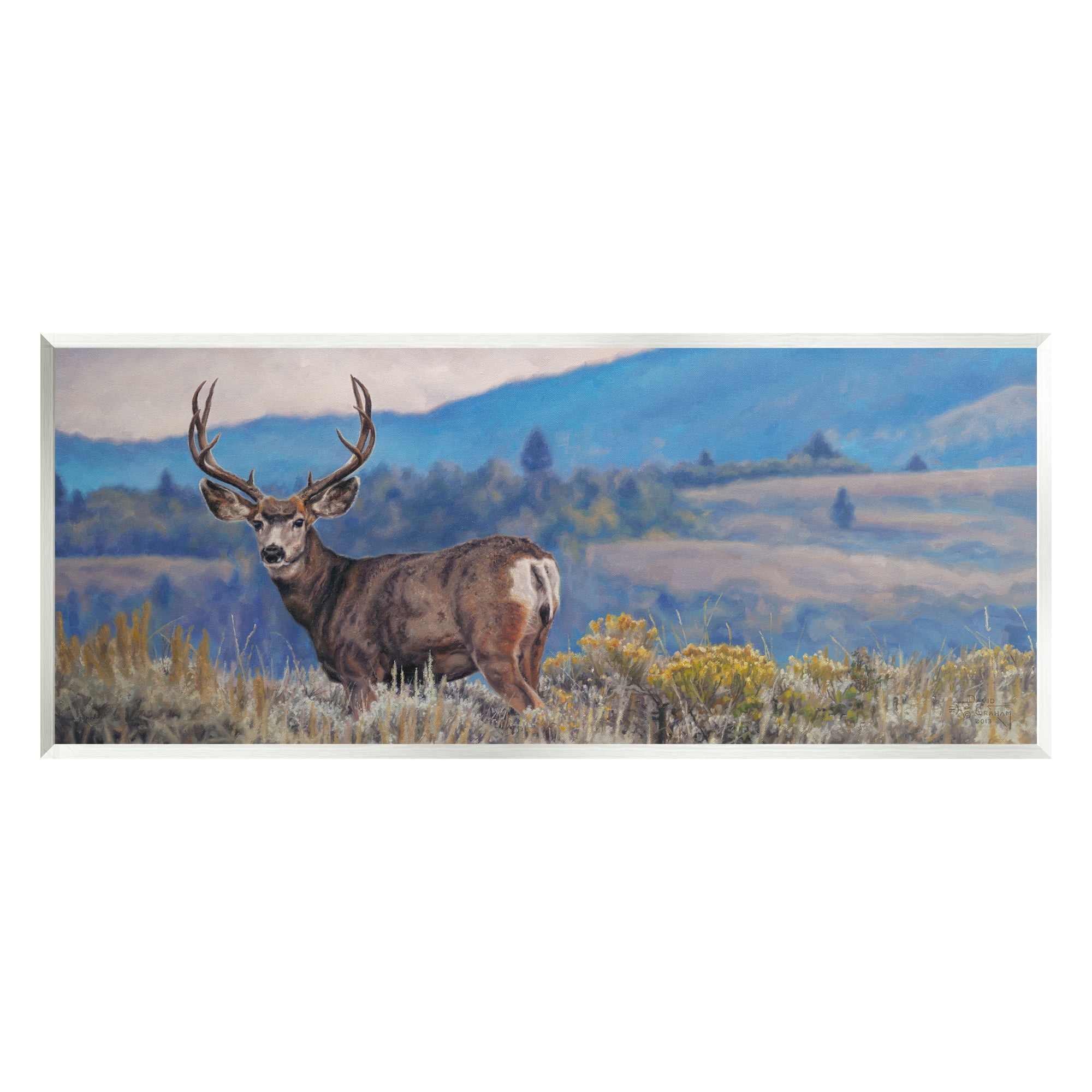 Stupell Industries Elk Wildlife Mountain Landscape Animals & Insects Painting Unframed Art Print Wall Art