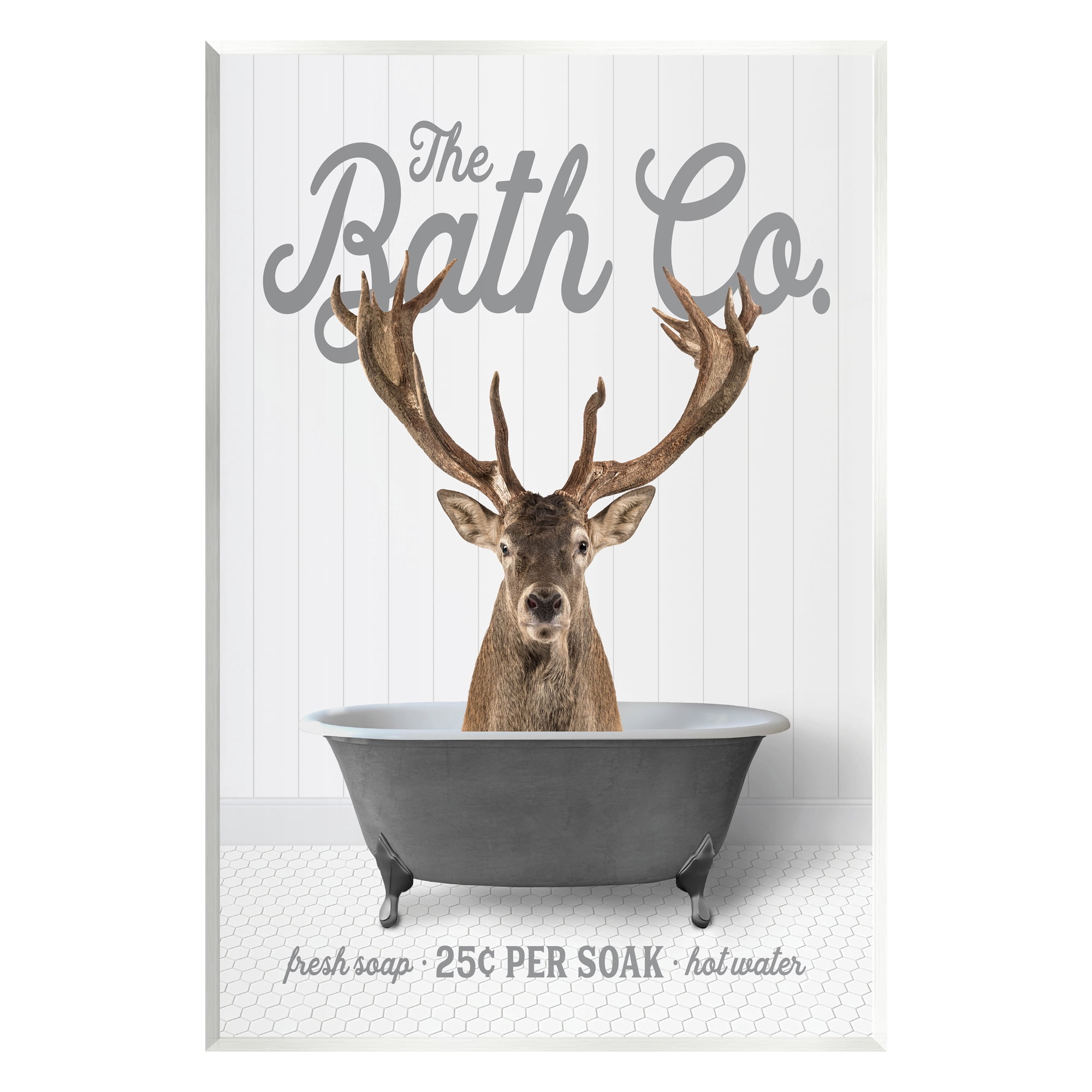 Stupell Industries Elk in Bathtub Animals & Insects Painting Unframed Art Print Wall Art, 13 x 19