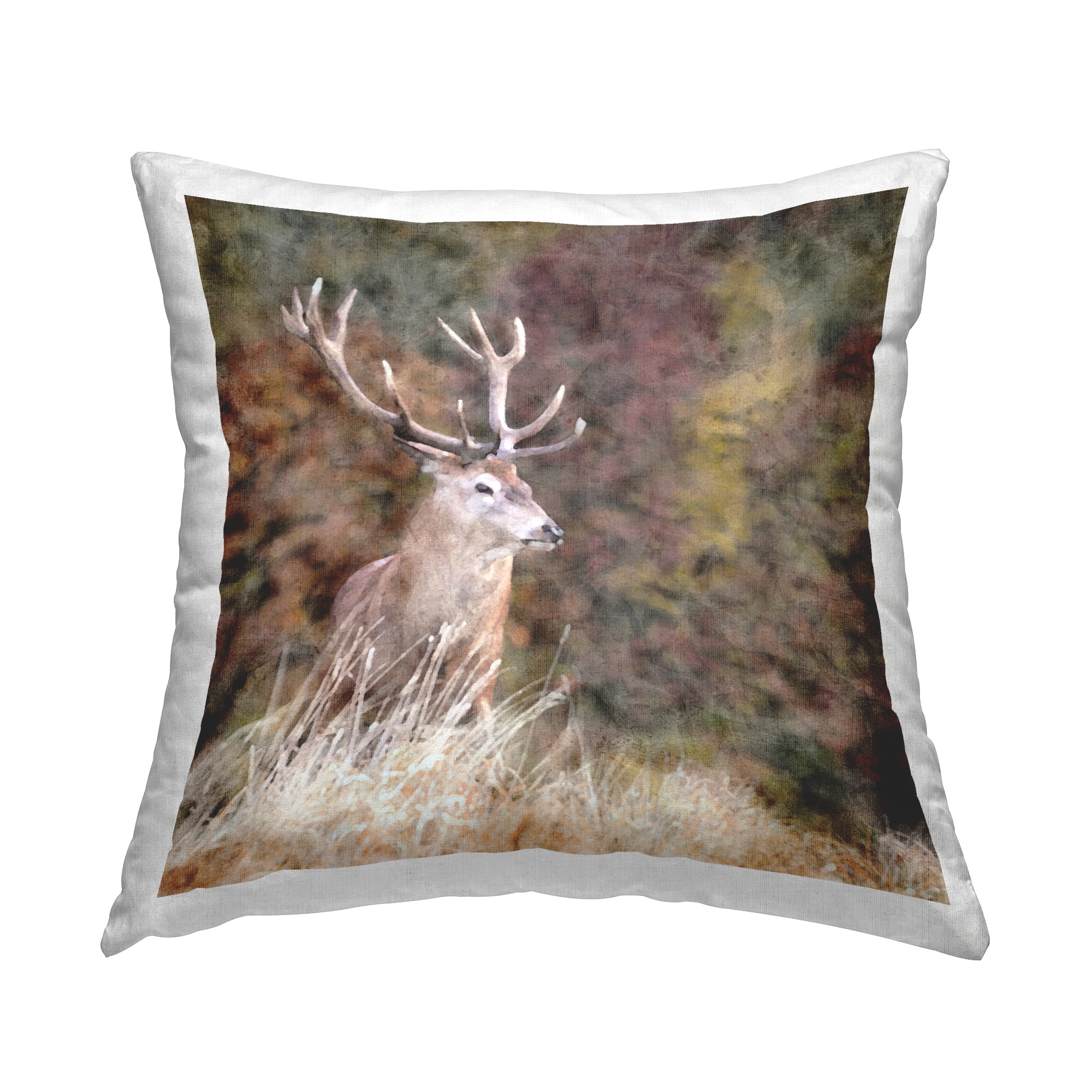Stupell Industries Elk in Woodland Forest Square Decorative Printed Throw Pillow, 18 x 18