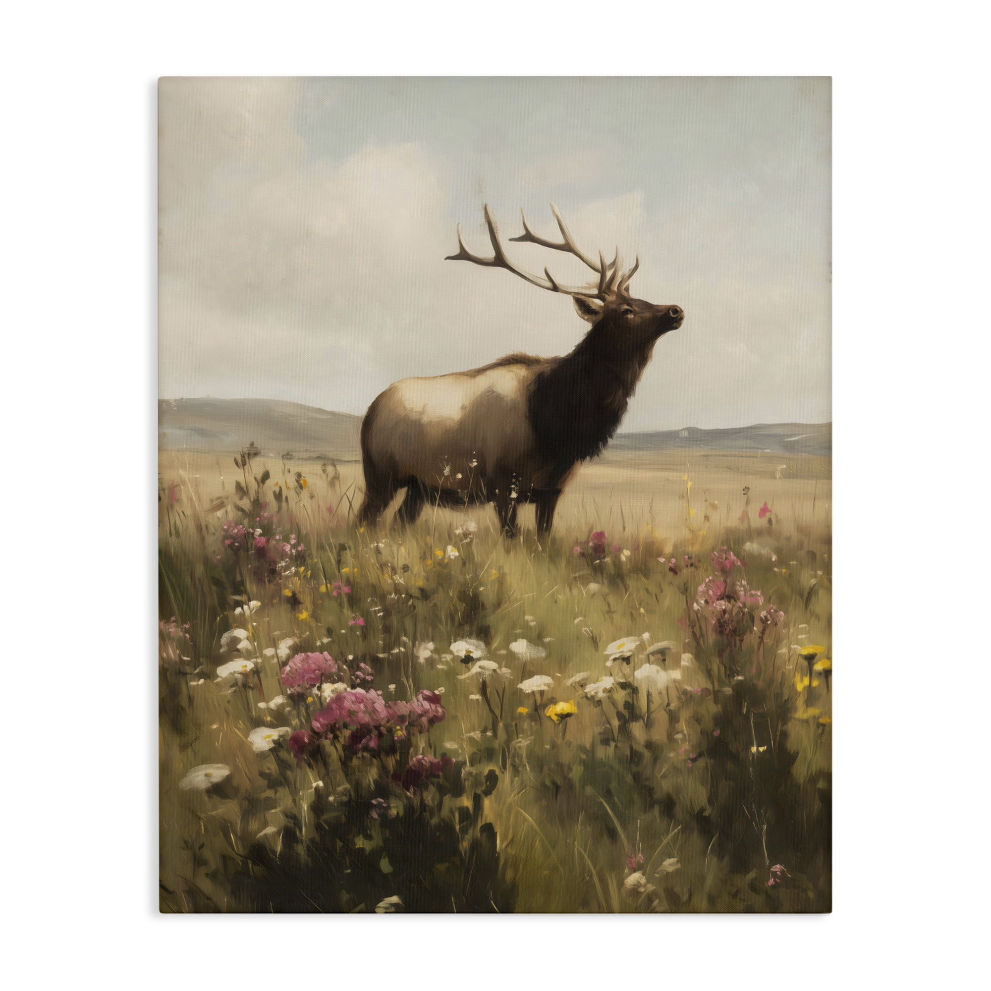 Stupell Industries Elk in the Wildflower Meadow Canvas Wall Art, design by Arlington Prints