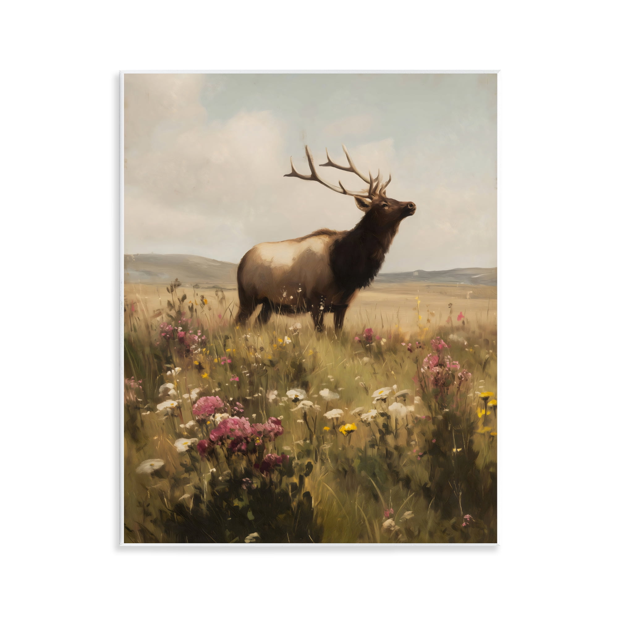 Stupell Industries Elk in the Wildflower Meadow Wall Plaque Art, design by Arlington Prints