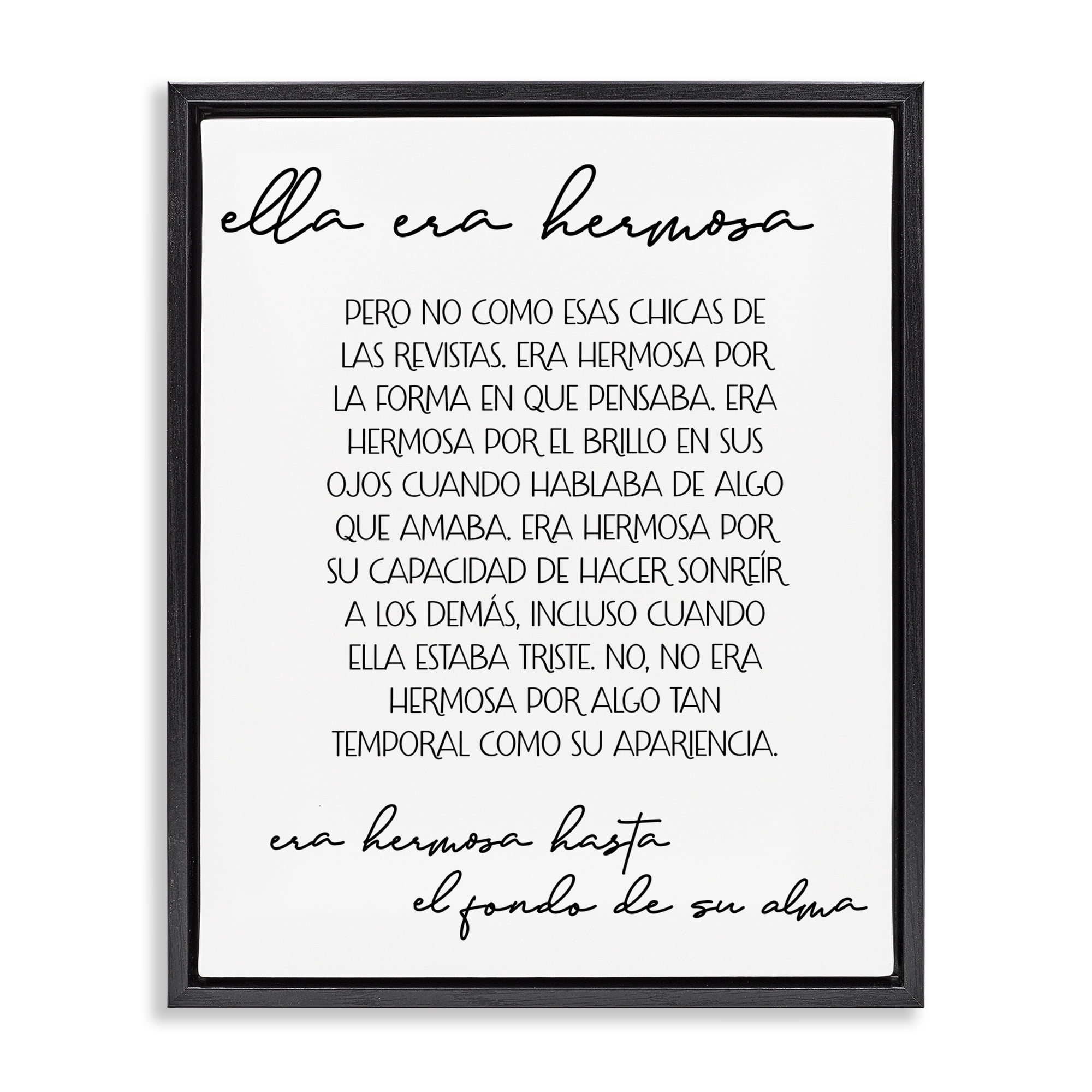 Stupell Industries Ella era Hermosa Inspirational Quotes & Sayings Painting Black Floater Framed Art Print Wall Art, 17 x 21