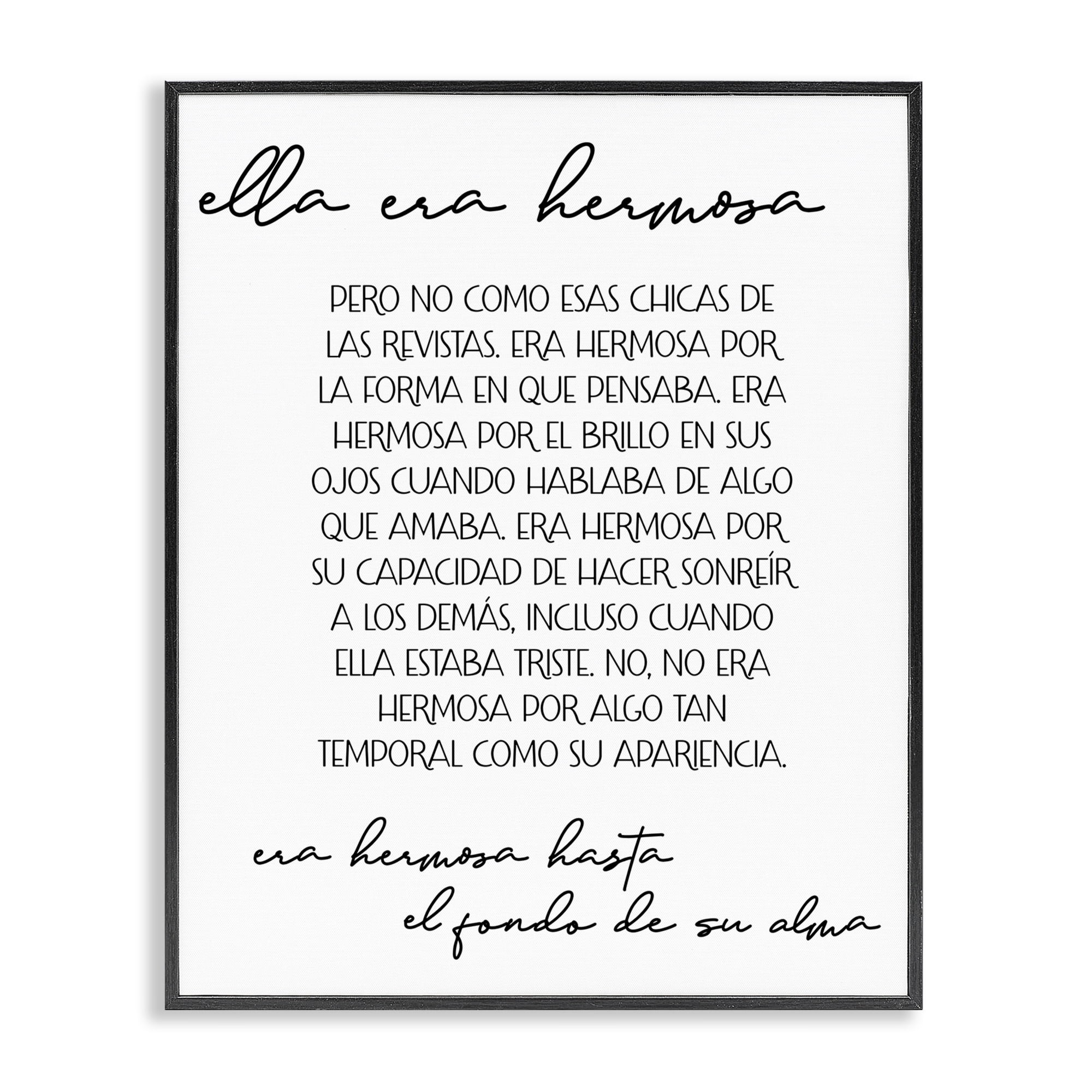 Stupell Industries Ella era Hermosa Inspirational Quotes & Sayings Painting Black Framed Art Print Wall Art, 16 x 20