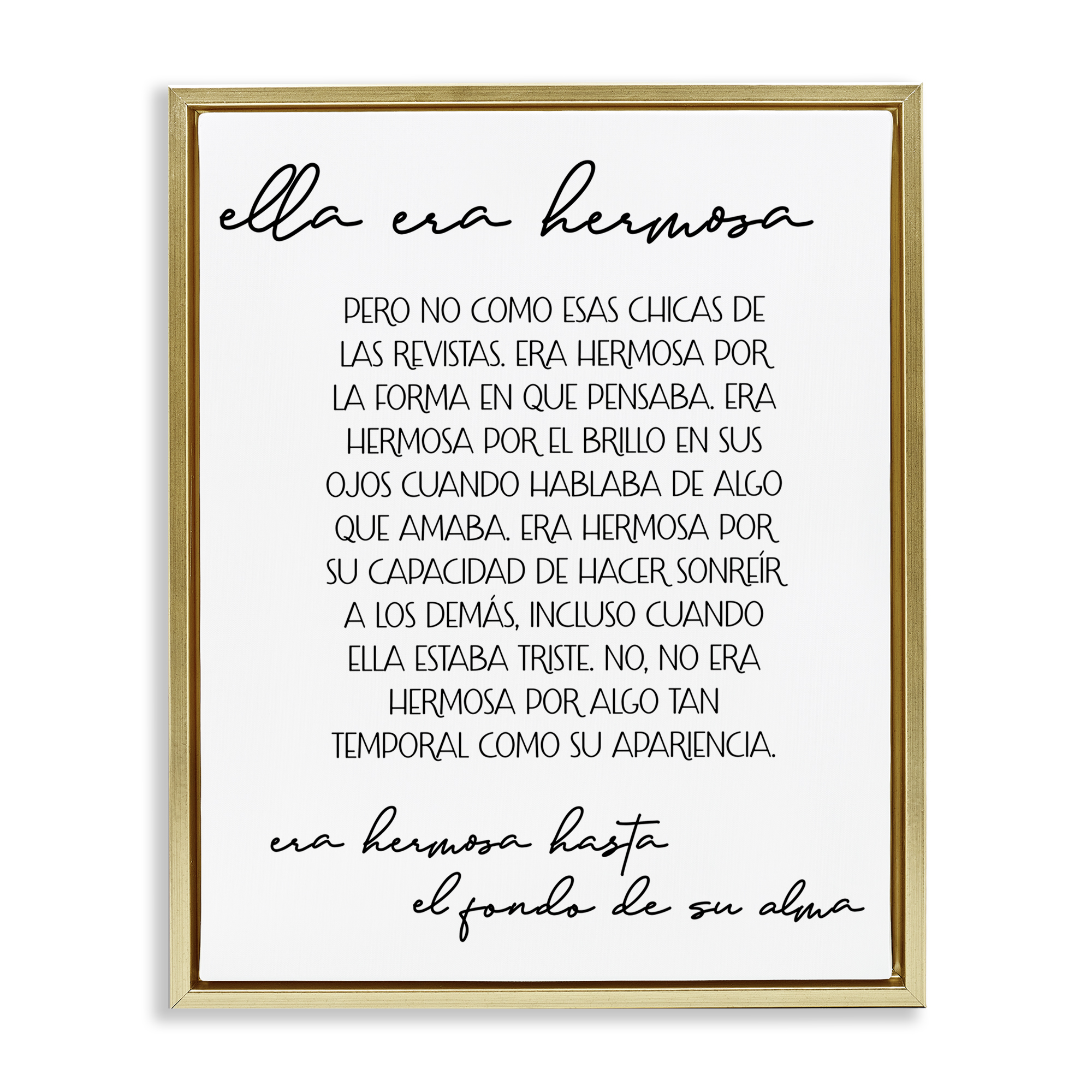 Stupell Industries Ella era Hermosa Inspirational Quotes & Sayings Painting Gold Floater Framed Art Print Wall Art, 17 x 21