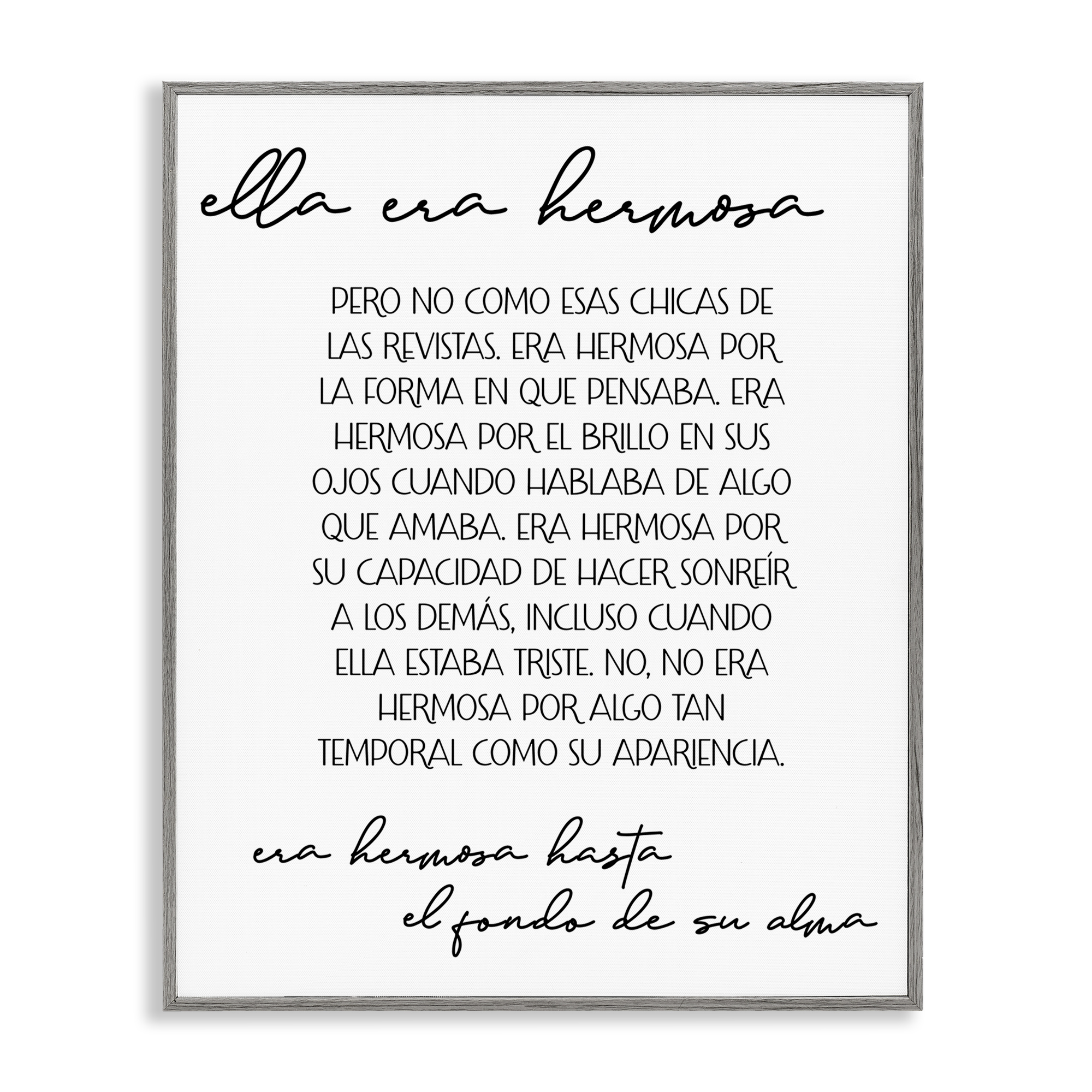 Stupell Industries Ella era Hermosa Inspirational Quotes & Sayings Painting Gray Framed Art Print Wall Art, 24 x 30