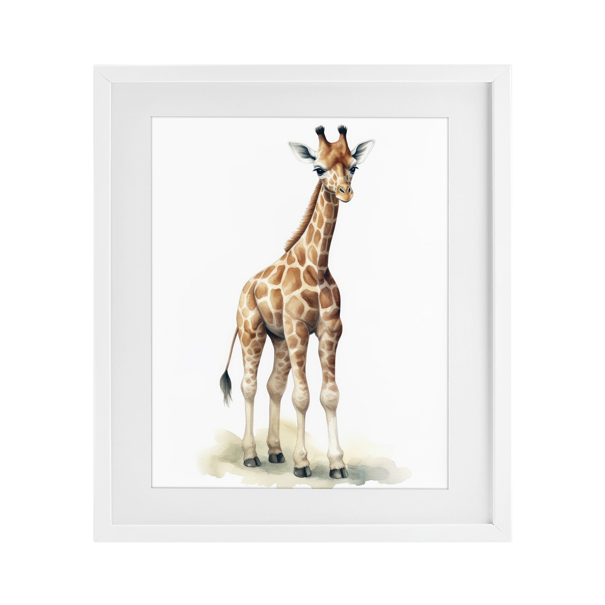 Stupell Industries Eloise Long Legs Giraffe White Framed Print Under Glass, design by Ray Powers