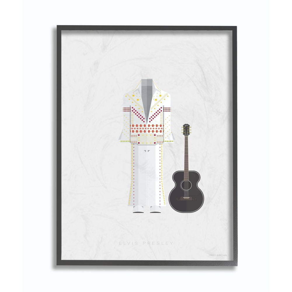 Stupell Industries Elvis Famous People Characters Fashion Design Framed Wall Art by Fred Birchal