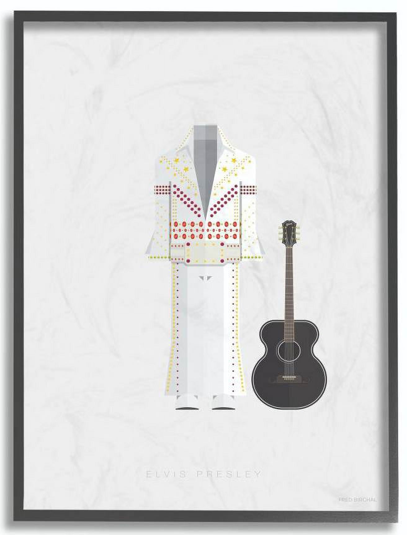 Stupell Industries Elvis Famous People Characters Fashion Design Framed Wall Art by Fred Birchal
