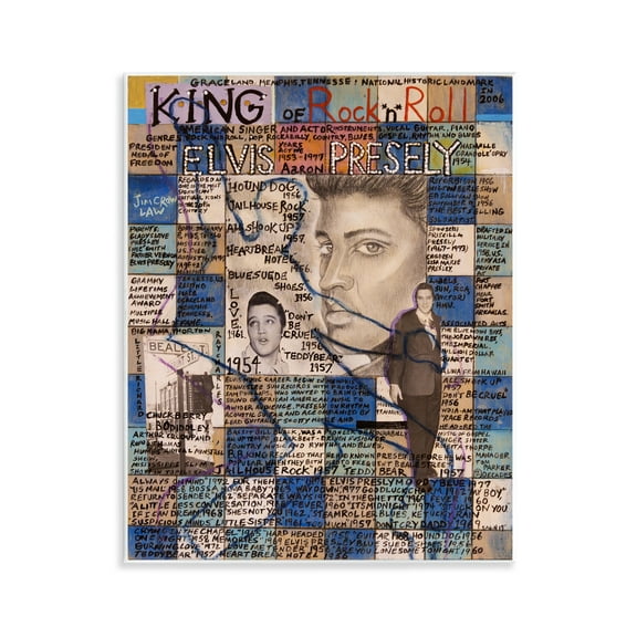 Stupell Industries Elvis Presley Collage People Drawing Unframed Art Print Wall Art, 11 x 14