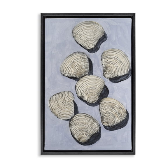 Stupell Industries Embellished Shells Collection Black Framed Floater Canvas Wall Art design by Michael Willett, 31 x 21