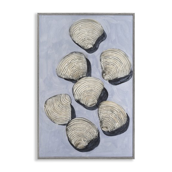 Stupell Industries Embellished Shells Collection Gray Framed Giclee Art design by Michael Willett, 18 x 12