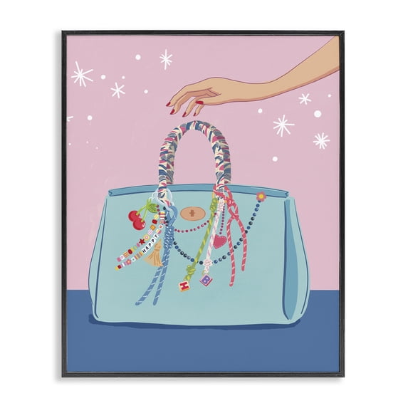 Stupell Industries Embellishing My Glam Handbag Fashion Painting Black Framed Art Print Wall Art, 24 x 30