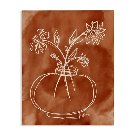 Stupell Industries Ember Tone Minimal Flowers Canvas Wall Art design by Beki Marquardt, 20 x 16