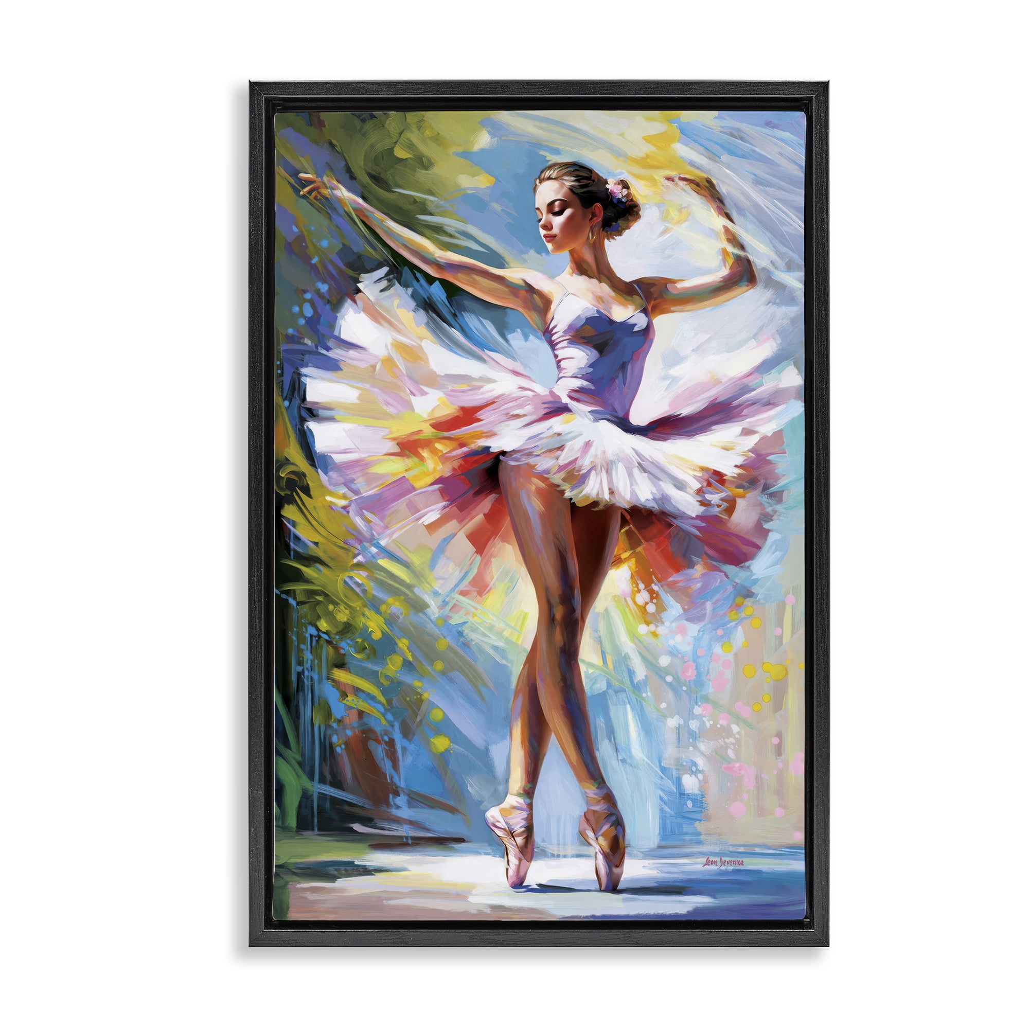 Stupell Industries Embrace In Motion Ballet Entertainment Painting Black Floater Framed Canvas Art Print Wall Art, 17 x 25