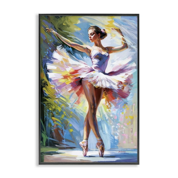 Stupell Industries Embrace In Motion Ballet Entertainment Painting Black Framed Art Print Wall Art, 12 x 18