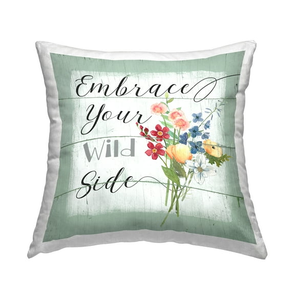 Stupell Industries Embrace Your Wild Side Phrase Square Decorative Printed Throw Pillow, 18 x 18