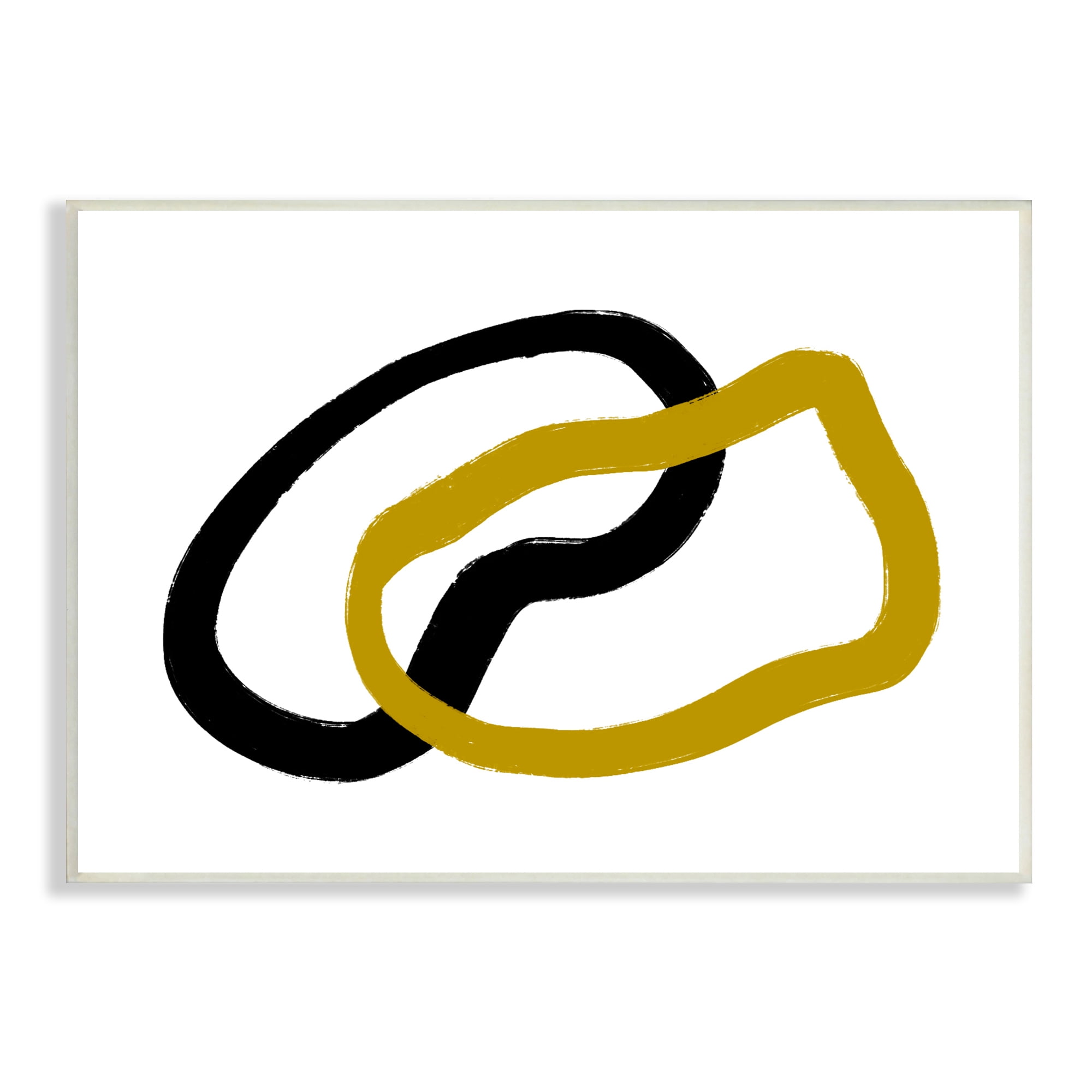 Stupell Industries Embrace over Horizon Line Abstract Black Gold Shapes Abstract Painting Unframed Art Print Wall Art, 13 x 19