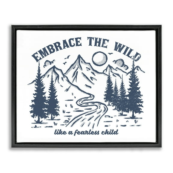 Stupell Industries Embrace the Wild Phrase Landscape & Nature Painting Black Floater Framed Canvas Art Print Wall Art, 21 x 17