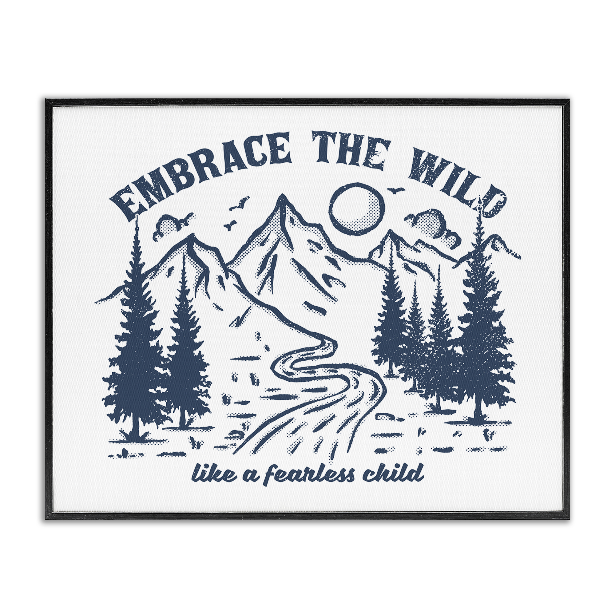 Stupell Industries Embrace the Wild Phrase Landscape & Nature Painting Black Framed Art Print Wall Art, 30 x 24