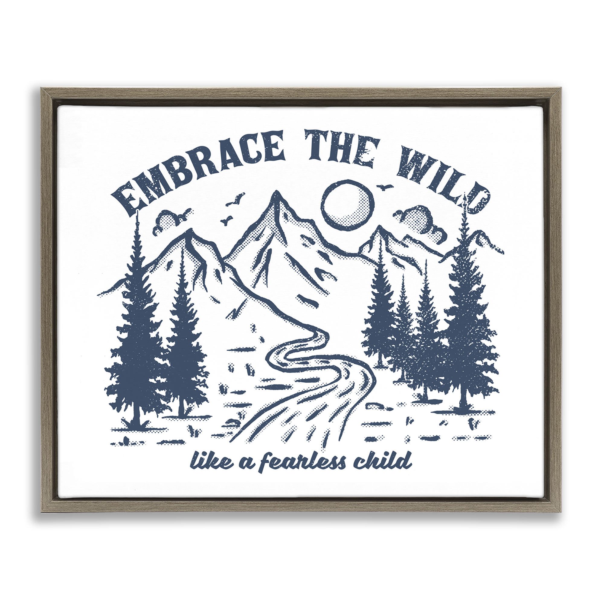 Stupell Industries Embrace the Wild Phrase Landscape & Nature Painting Brown Floater Framed Canvas Art Print Wall Art, 31 x 25