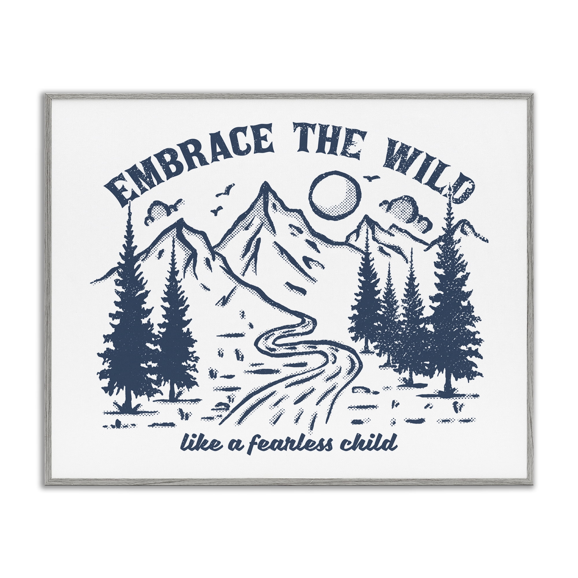 Stupell Industries Embrace the Wild Phrase Landscape & Nature Painting Gray Framed Art Print Wall Art, 30 x 24