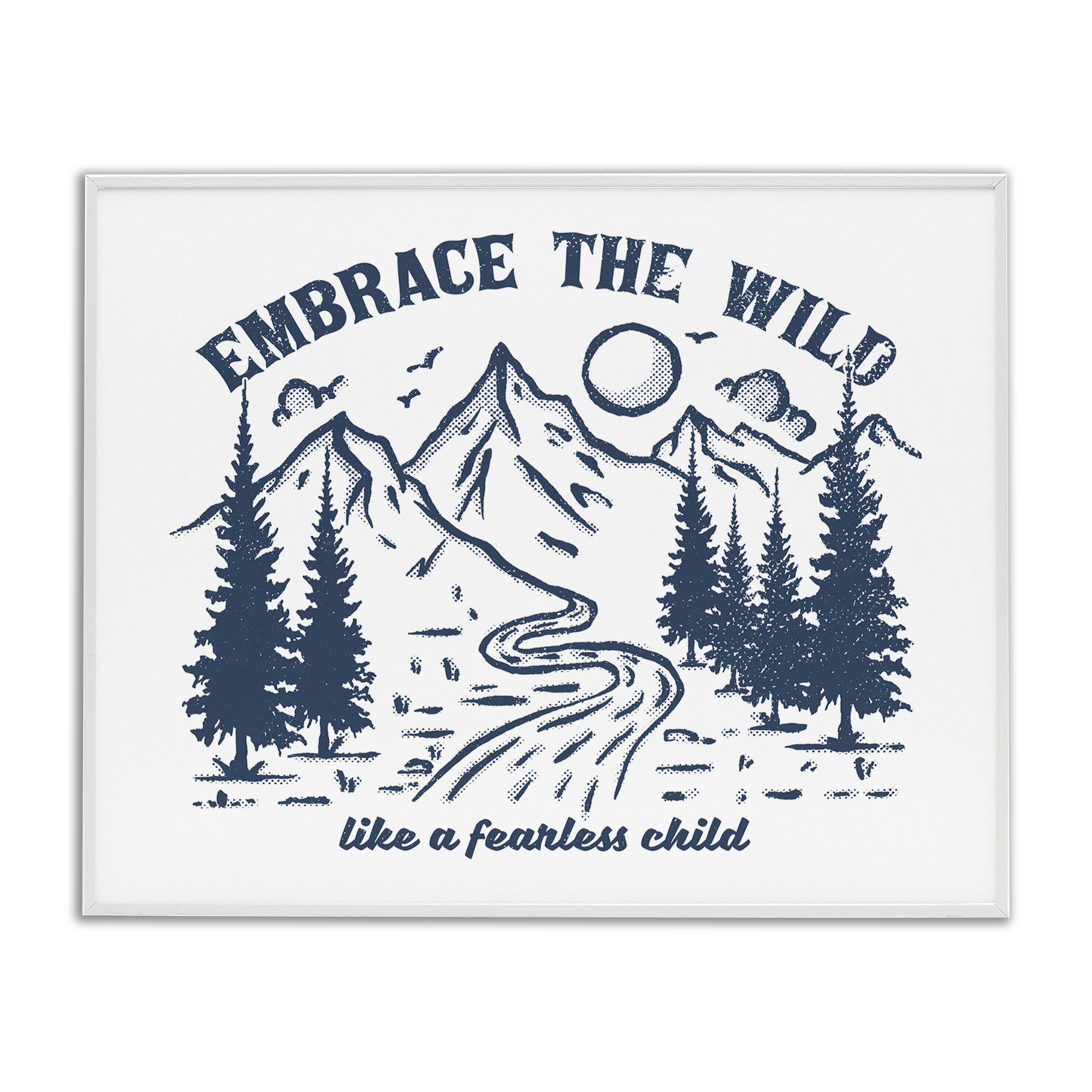 Stupell Industries Embrace the Wild Phrase Landscape & Nature Painting White Framed Art Print Wall Art, 14 x 11