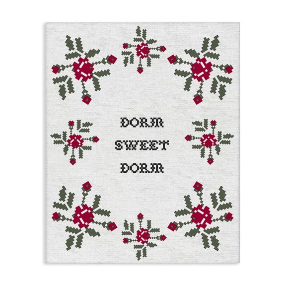 Stupell Industries Embroidery Style Sweet Dorm Quotes and Sayings Painting Wrapped Canvas Canvas Art Print Wall Art, 16 x 20