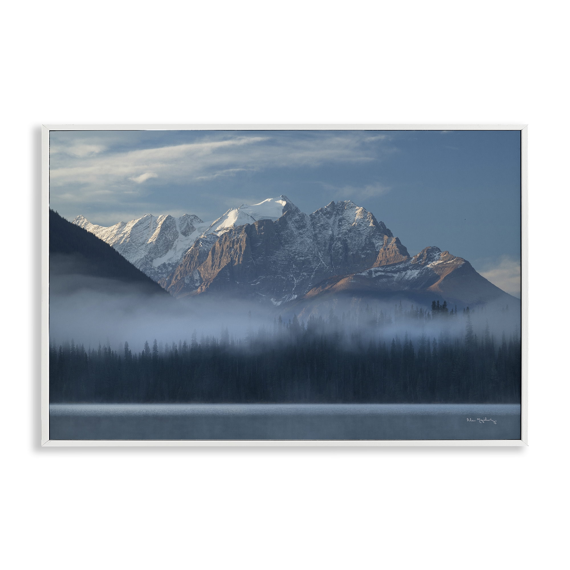 Stupell Industries Emerald Lake & Mountain Landscape & Nature Photography White Framed Art Print Wall Art, 24 x 16
