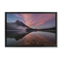 Stupell Industries Emerald Lake Sunset Landscape & Nature Photography Black Floater Framed Canvas Art Print Wall Art, 25 x 17