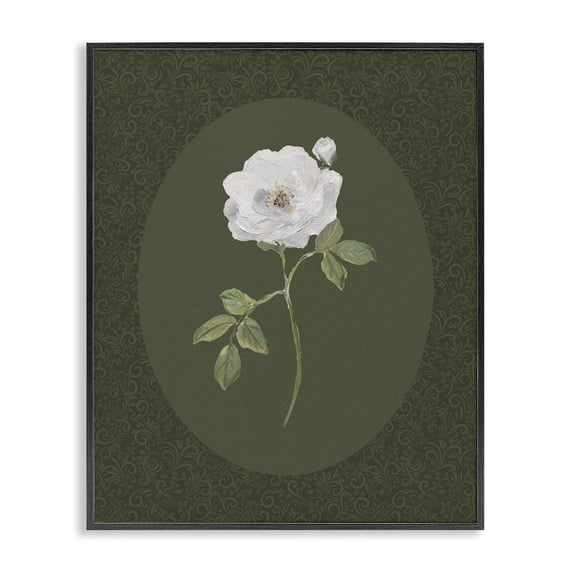 Stupell Industries Transitional Emerald & White Oval Rose Black Framed Giclee Art, 11 x 14, by Sally Swatland