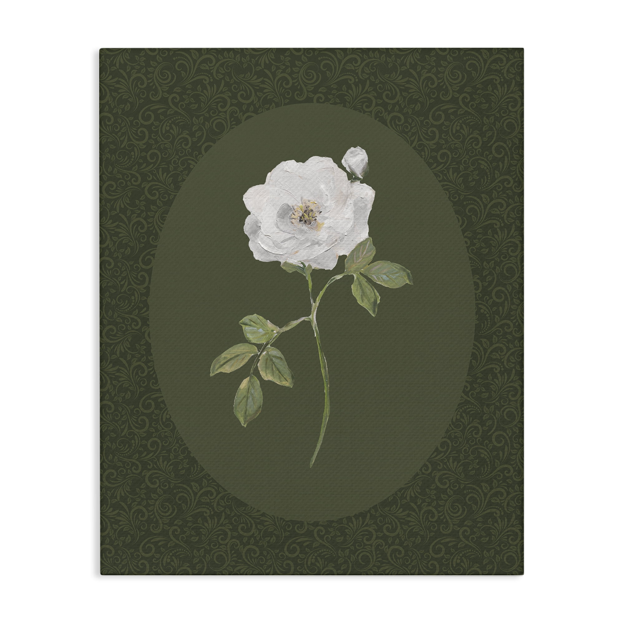 Stupell Industries Emerald & White Oval Rose Canvas Wall Art, design by Sally Swatland