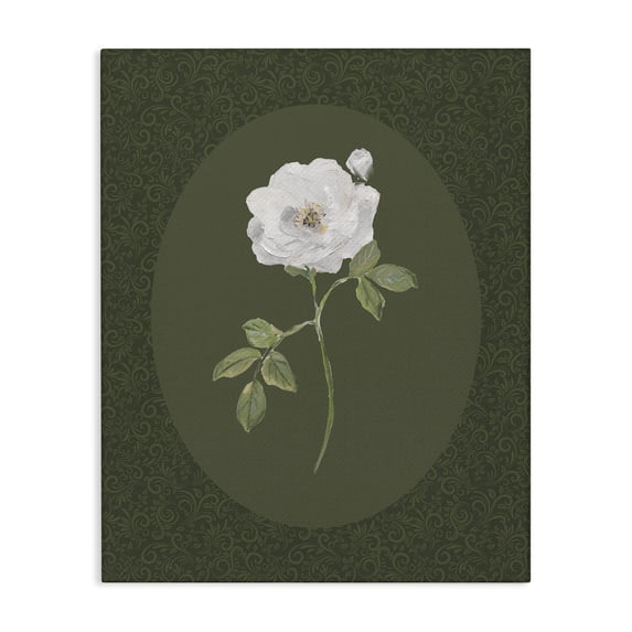 Stupell Industries Transitional Emerald & White Oval Rose Canvas Art, 16 x 20, by Sally Swatland