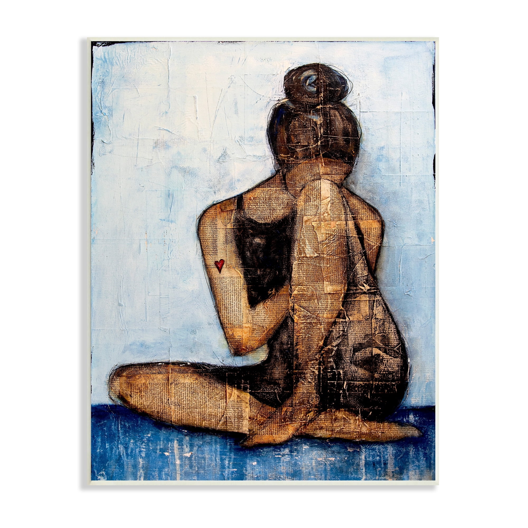 Stupell Industries Emotional Painting Collage Layered Words Girl Heart Painting Unframed Art Print Wall Art, Design by Erin Ashley
