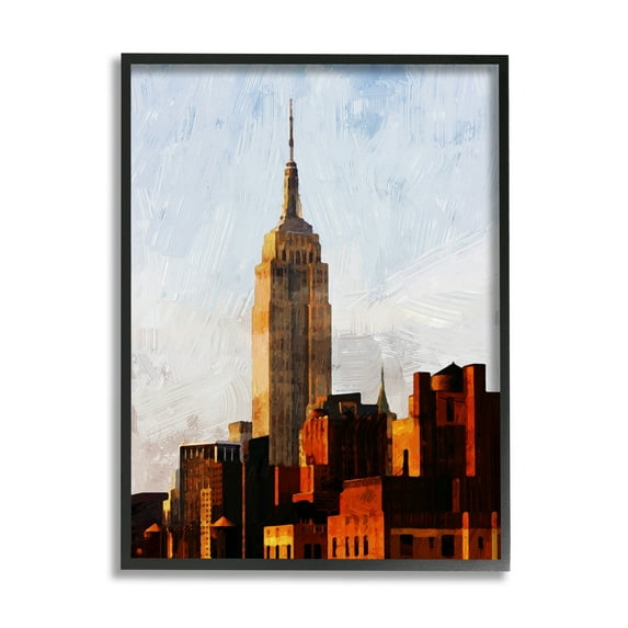 Stupell Industries Empire State Building Cityscape Town & City Painting Black Framed Art Print Wall Art