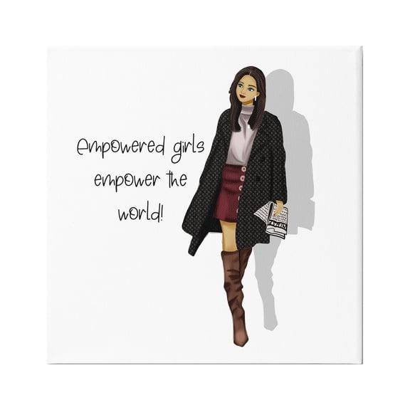 Stupell Industries Empowered Girls Phrase Inspirational Painting Gallery Wrapped Canvas Art Print Wall Art, 17 x 17