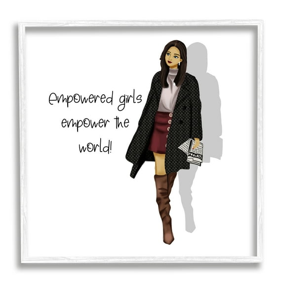 Stupell Industries Empowered Girls Phrase Inspirational Painting White Framed Art Print Wall Art, 24 x 24