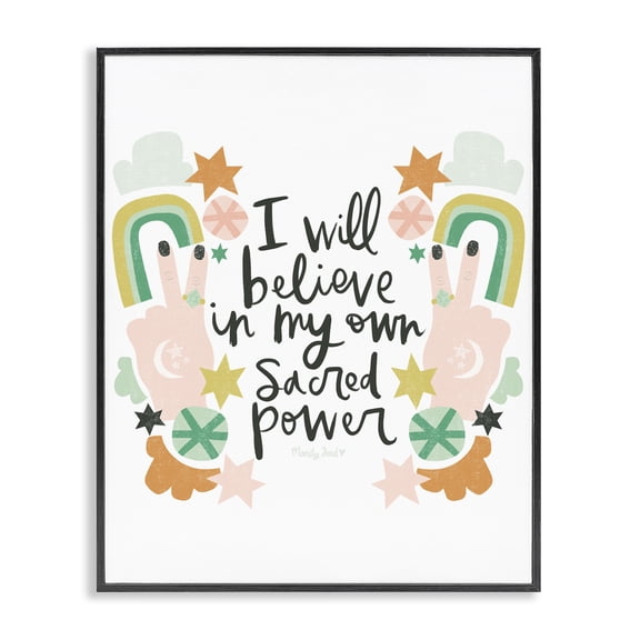Stupell Industries Empowering Sacred Power Sentiment Quotes and Sayings Painting Black Framed Art Print Wall Art, 11 x 14
