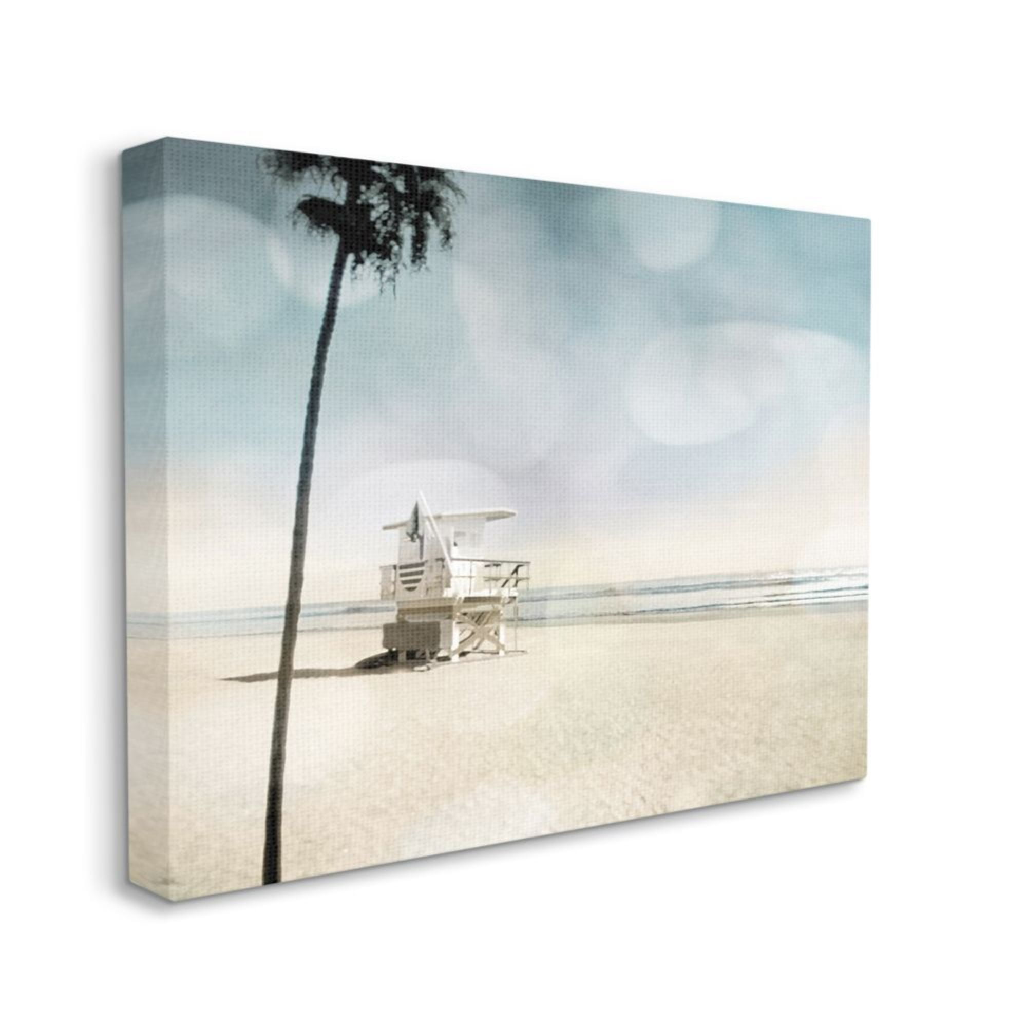 Stupell Industries Empty Beach Coast with Lifeguard Stand Design by Devon Davis, 36" x 48"