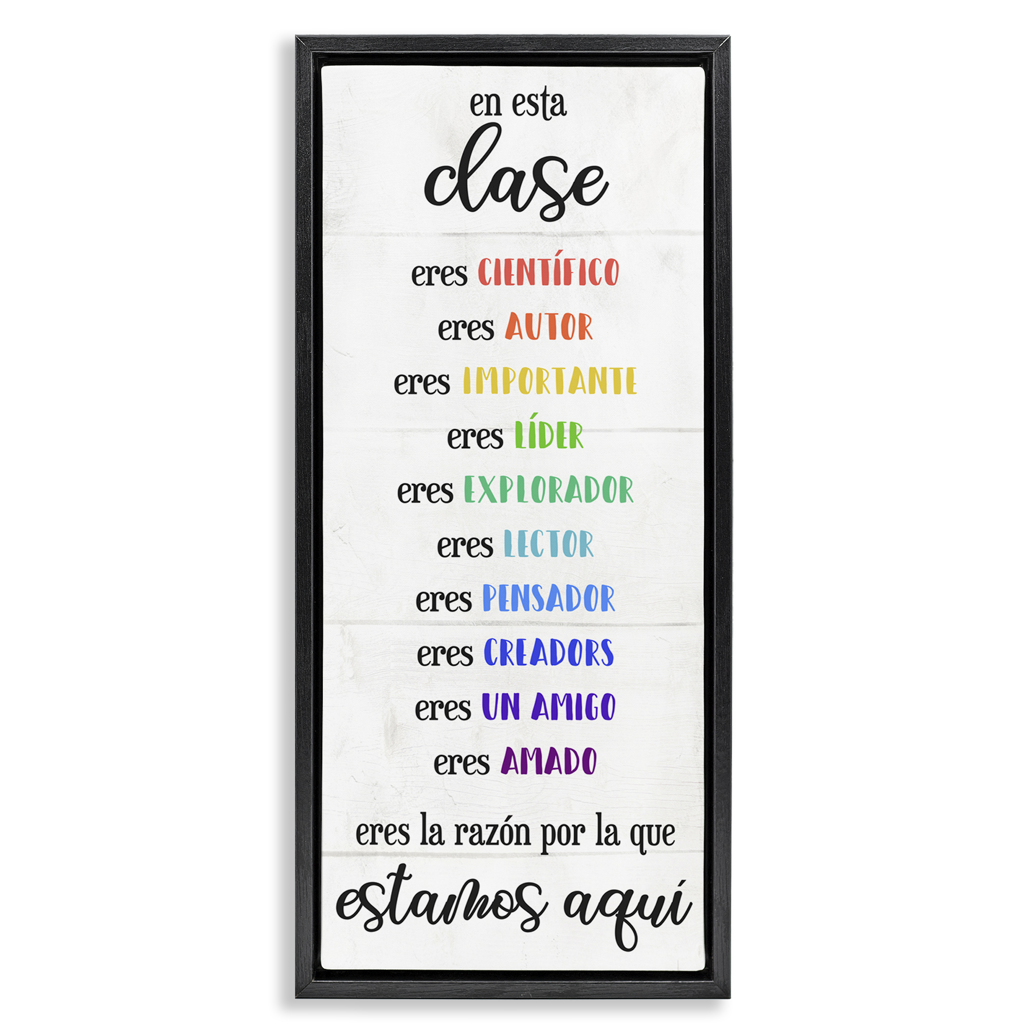 Stupell Industries En Esta Clase Eres… Inspirational Quotes & Sayings Painting Black Floater Framed Art Print Wall Art, 11 x 25