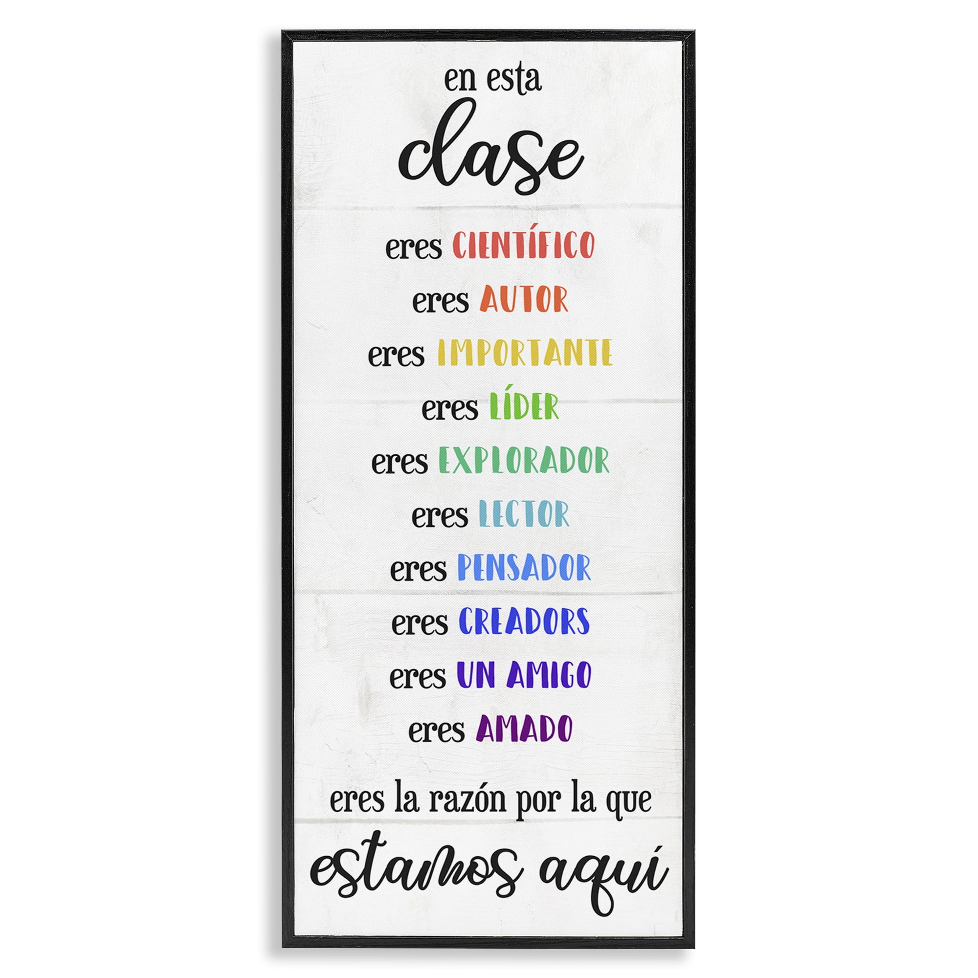 Stupell Industries En Esta Clase Eres… Inspirational Quotes & Sayings Painting Black Framed Art Print Wall Art, 13 x 30